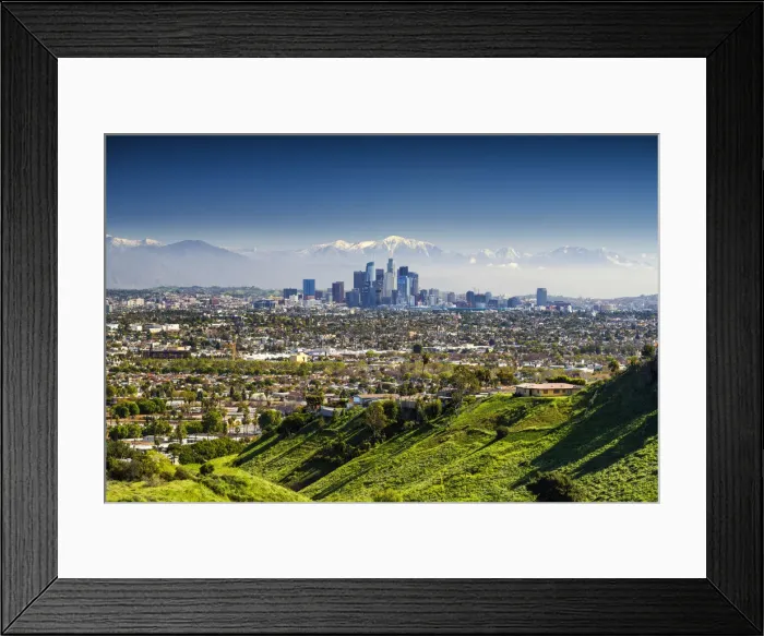Framed Print : Los Angeles Skyline and Snow Capped San Gabriel Mountains, California, USA Framed Print : Los Angeles Skyline and Snow Capped San Gabriel Mountains, California, USA