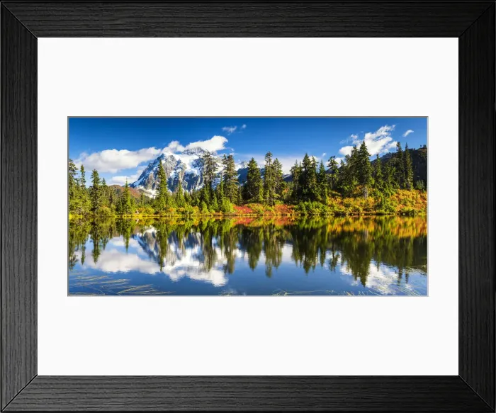 Framed Print : Mount Shuksan Reflecting in Highwood Lake, Mt. Baker-Snoqualmie National Forest, Washington