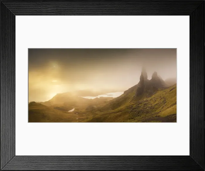 Framed Print : Misty Sunrise at Old Man of Storr, Isle of Skye, Highland Region, Scotland Framed Print : Misty Sunrise at Old Man of Storr, Isle of Skye, Highland Region, Scotland