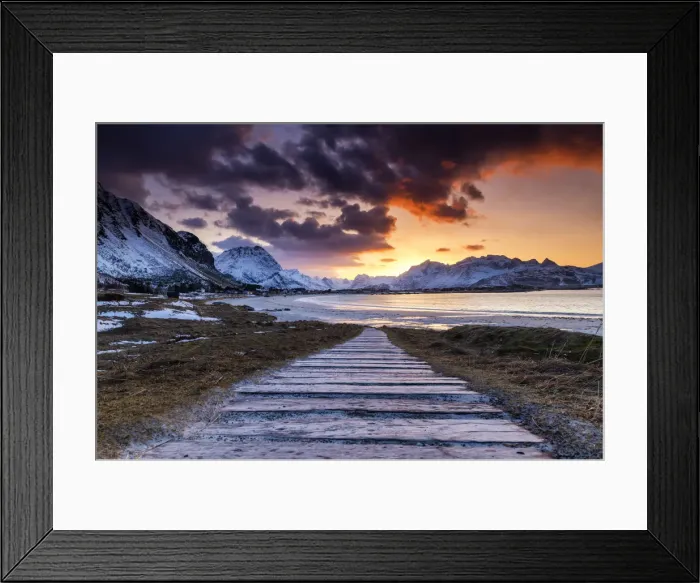 Framed Print : Path Leading to Ramberg Beach at Sunset, Lofoten Islands, Norway Framed Print : Path Leading to Ramberg Beach at Sunset, Lofoten Islands, Norway