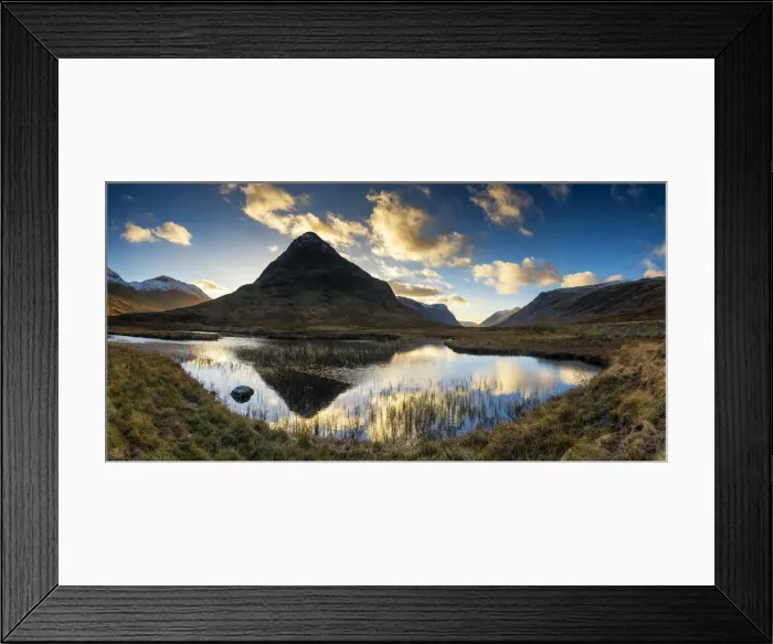 Framed Print : Lochan na Fola Reflections of Buachaille Etive Beag at Sunset, Glen Coe, Highland Region Framed Print : Lochan na Fola Reflections of Buachaille Etive Beag at Sunset, Glen Coe, Highland Region