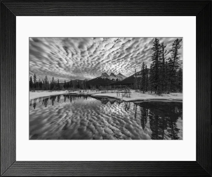 Framed Print : Clouds Reflecting in Bow River, Aberta, Canada