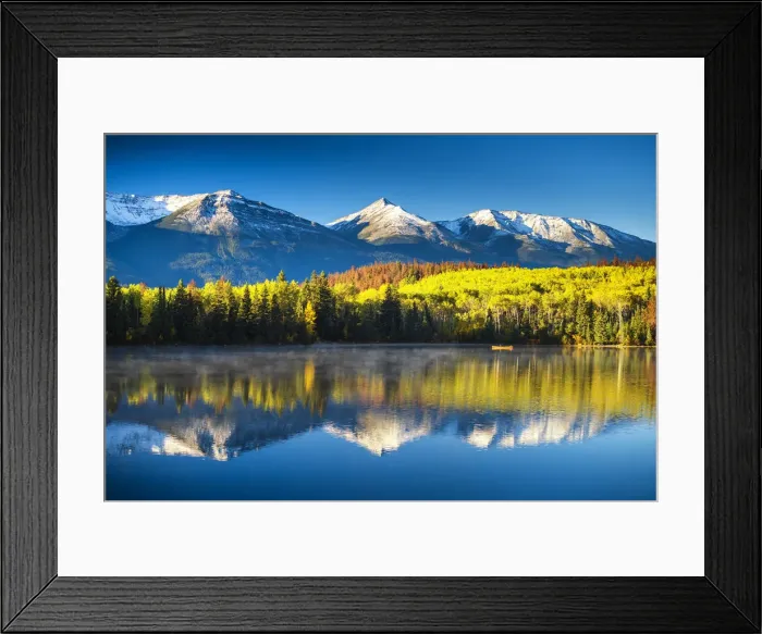 Framed Print : Canoeist on Pyramid Lake in Autumn, Jasper National Park, Alberta, Canada Framed Print : Canoeist on Pyramid Lake in Autumn, Jasper National Park, Alberta, Canada