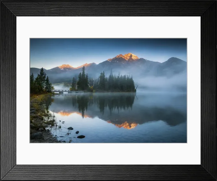 Framed Print : Mist on Pyramid Lake, Jasper National Park, Alberta, Canada Framed Print : Mist on Pyramid Lake, Jasper National Park, Alberta, Canada