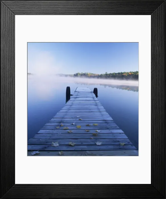 Framed Print : Jetty on Lake in Mist, Songo Pond, Bethal, Maine, USA Framed Print : Jetty on Lake in Mist, Songo Pond, Bethal, Maine, USA
