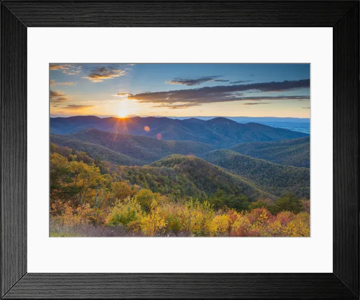 Framed Print : Autumn Sunset, Blue Ridge Mountains, Shenandoah National Park, Virginia, USA Framed Print : Autumn Sunset, Blue Ridge Mountains, Shenandoah National Park, Virginia, USA
