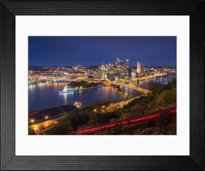 Framed Print : Pittsburgh Skyline at Night, Pennsylvania, USA Framed Print : Pittsburgh Skyline at Night, Pennsylvania, USA