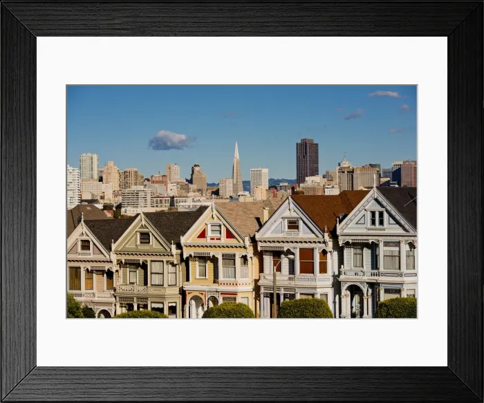 Framed Print : Victorian Houses & Skyline, San Francisco, California, USA Framed Print : Victorian Houses & Skyline, San Francisco, California, USA