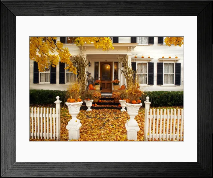 Framed Print : Porch in Autumn, Woodstock, Vermont, USA Framed Print : Porch in Autumn, Woodstock, Vermont, USA