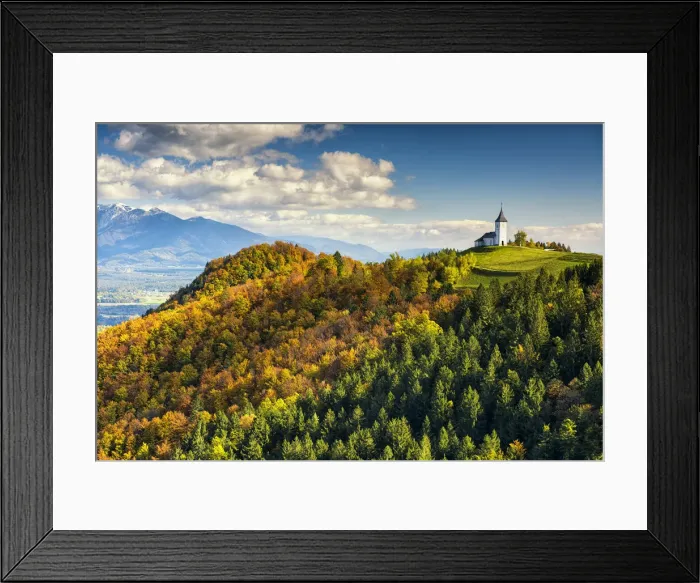 Framed Print : Church of St. Primoz in Autumn, Jamnik, Gorenjska, Slovenia, Europe Framed Print : Church of St. Primoz in Autumn, Jamnik, Gorenjska, Slovenia, Europe