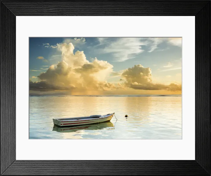 Framed Print : Cloud Formation & Boat, La Digue, Seychelles Framed Print : Cloud Formation & Boat, La Digue, Seychelles