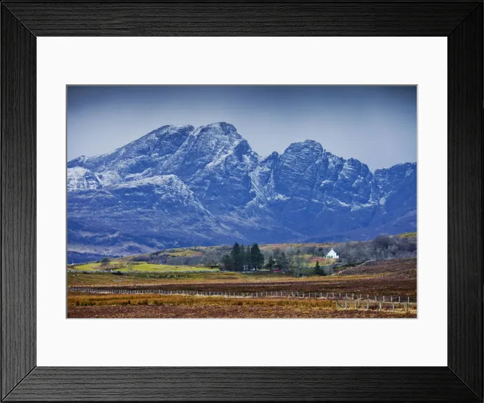 Framed Print : Lone Farmhouse below The Cullins, Isle of Skye, Highland Region, Scotland