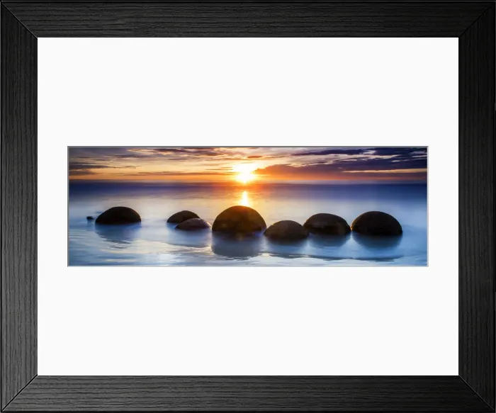Framed Print : Moeraki Boulders at Sunrise, Otago Coast, New Zealand Framed Print : Moeraki Boulders at Sunrise, Otago Coast, New Zealand