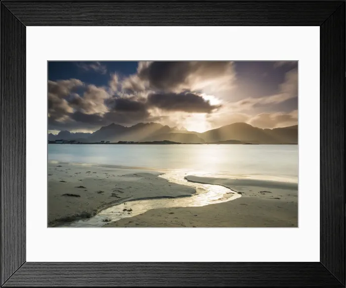 Framed Print : Sunset over Ramberg Beach, Lofoten Islands, Norway Framed Print : Sunset over Ramberg Beach, Lofoten Islands, Norway