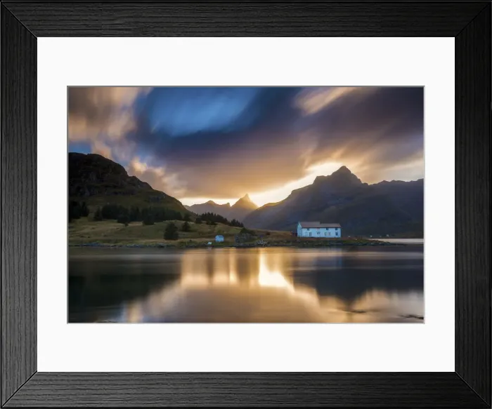 Framed Print : Sunset over Sundstraumen, Lofoten Islands, Norway Framed Print : Sunset over Sundstraumen, Lofoten Islands, Norway