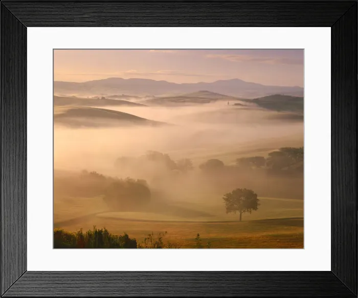 Framed Print : Valley in Morning Mist, San Quirico, Tuscany, Italy Framed Print : Valley in Morning Mist, San Quirico, Tuscany, Italy