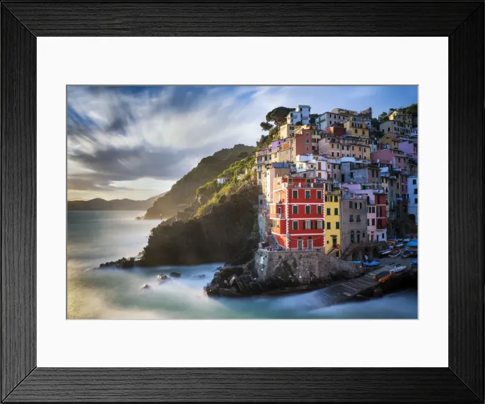 Framed Print : Riomaggiore at Sunset, Cinque Terre, Liguria, Italy