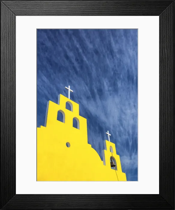 Framed Print : Yellow Church & Blue Sky, Yucantan Peninsula, Mexico