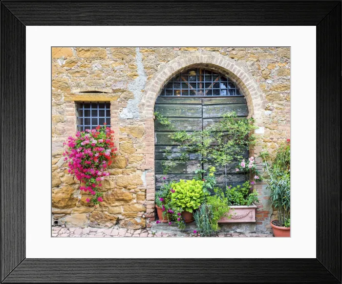 Framed Print : Flowers & Green Door, Monitisi, Tuscany, Italy Framed Print : Flowers & Green Door, Monitisi, Tuscany, Italy