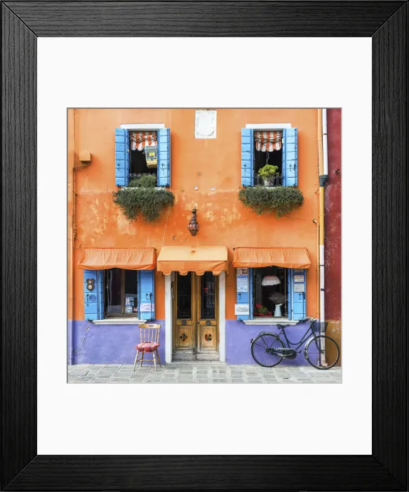 Framed Print : Colourful Shop & Bike, Burano, Venice, Italy Framed Print : Colourful Shop & Bike, Burano, Venice, Italy