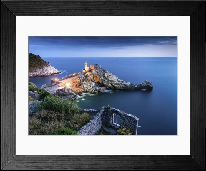 Framed Print : Church of St. Peter at Night, Portovenere, Liguria, Italy