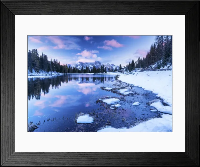Framed Print : Lake Antorno in Winter, Dolomites, South Tyrol, Italy Framed Print : Lake Antorno in Winter, Dolomites, South Tyrol, Italy