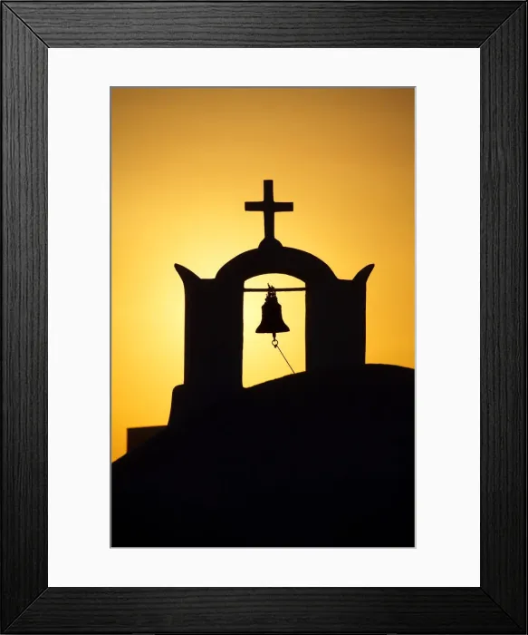Framed Print : Church Bell Tower at Sunset, Oia, Santorini, Greece Framed Print : Church Bell Tower at Sunset, Oia, Santorini, Greece