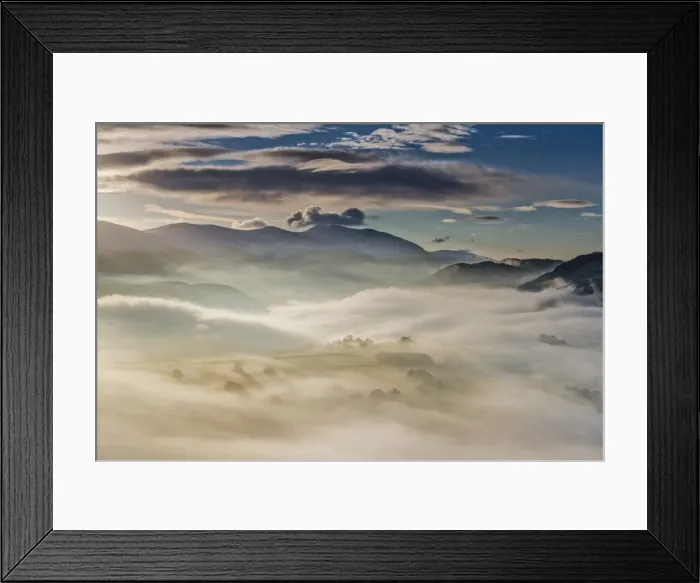 Framed Print : Low Mist near Keswick, Lake District National Park, Cumbria, England Framed Print : Low Mist near Keswick, Lake District National Park, Cumbria, England