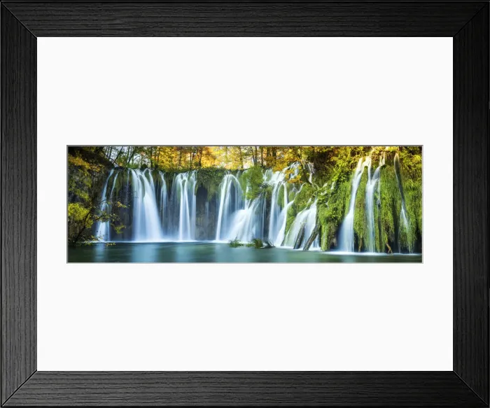 Framed Print : Cascading Waterfall in Autumn, Plitvice National Park, Croatia