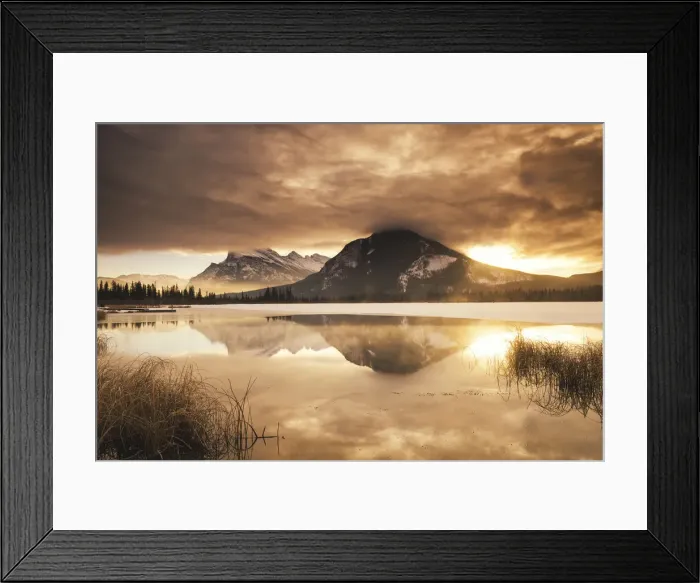 Framed Print : Mt. Rundle Winter Sunrise, Vermilion Lakes, Banff, Alberta, Canada
