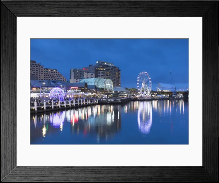 Framed Print : Darling Harbour at dusk, Sydney, New South Wales, Australia
