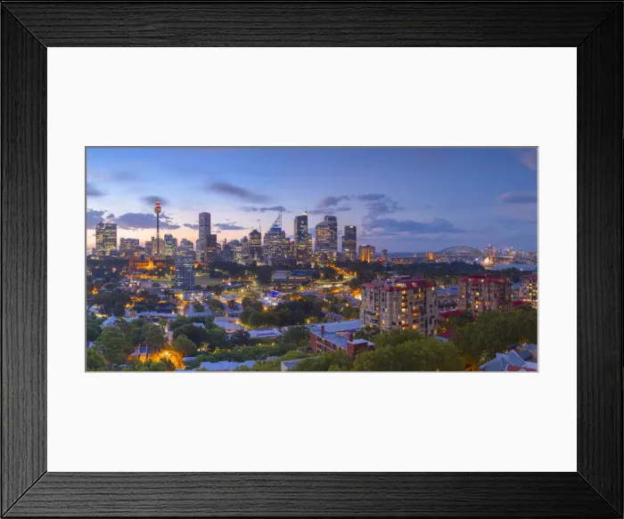 Framed Print : View of skyline at sunset, Sydney, New South Wales, Australia Framed Print : View of skyline at sunset, Sydney, New South Wales, Australia