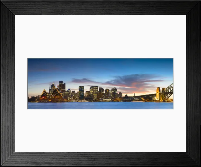 Framed Print : View of skyline at sunset, Sydney, New South Wales, Australia Framed Print : View of skyline at sunset, Sydney, New South Wales, Australia
