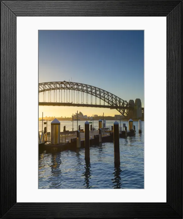 Framed Print : Sydney Harbour Bridge and Sydney Opera House at sunrise, Sydney, New South Wales Framed Print : Sydney Harbour Bridge and Sydney Opera House at sunrise, Sydney, New South Wales