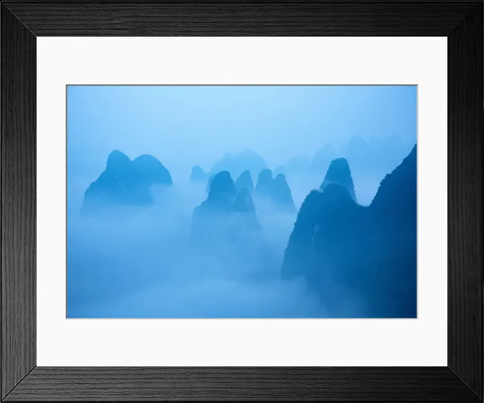 Framed Print : Dawn over Karst hills near Xingping, Guilin, Guangxi Province, China Framed Print : Dawn over Karst hills near Xingping, Guilin, Guangxi Province, China