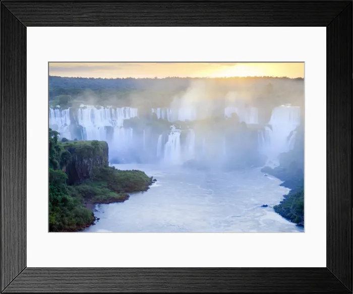 Framed Print : Brazil, Parana state, sunrise over the Iguacu or Iguazu falls as photographed Framed Print : Brazil, Parana state, sunrise over the Iguacu or Iguazu falls as photographed