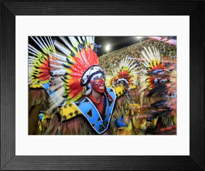 Framed Print : Brazil, Rio de Janeiro, Carnival 2018, samba school parading in the Sambadrome stadium Framed Print : Brazil, Rio de Janeiro, Carnival 2018, samba school parading in the Sambadrome stadium