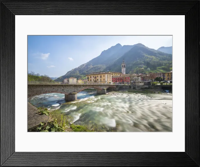 Framed Print : San Pellegrino Terme and Brembo river, Val Brembana, Province of Bergamo, Orobie alps Framed Print : San Pellegrino Terme and Brembo river, Val Brembana, Province of Bergamo, Orobie alps