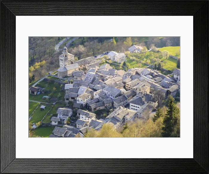 Framed Print : Village of Soglio from above. Val Bregaglia(Bregaglia Valley), Graub√ºnden, Switzerland