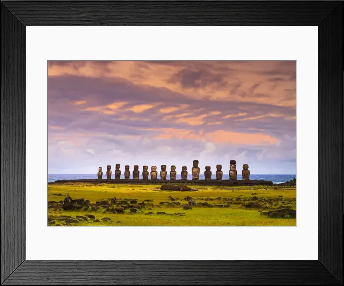 Framed Print : Sunset over Moai at Tongariki, Easter Island, Polynesia, Chile Framed Print : Sunset over Moai at Tongariki, Easter Island, Polynesia, Chile