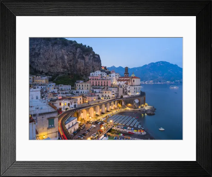 Framed Print : Atrani, Amalfi Coast, Salerno Province, Campania, Italy View of the small village of Framed Print : Atrani, Amalfi Coast, Salerno Province, Campania, Italy View of the small village of