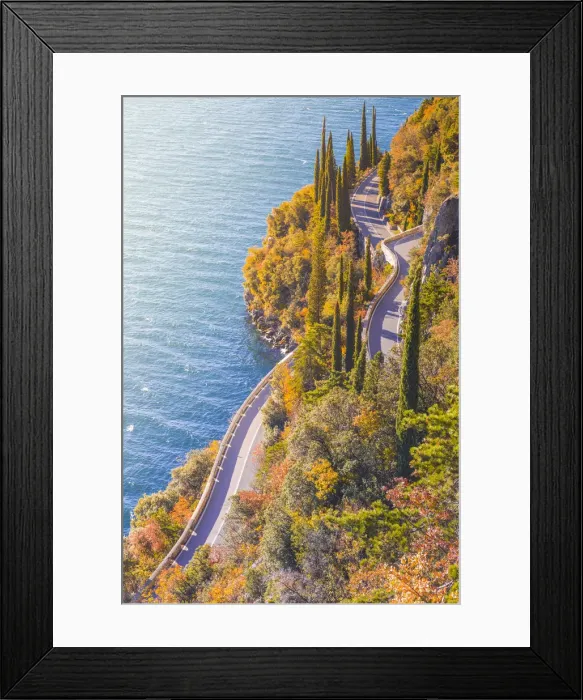 Framed Print : Gardesana Occidentale scenic route, Garda Lake, Brescia province, Lombardy, Italy