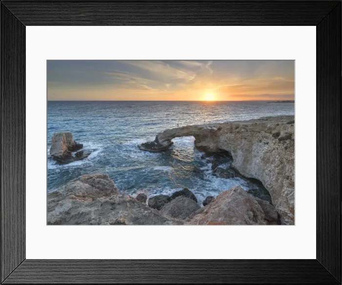 Framed Print : Cyprus, Ayia Napa, Cape Greco, woman whit a white dress at sunset standing over Framed Print : Cyprus, Ayia Napa, Cape Greco, woman whit a white dress at sunset standing over