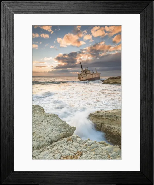 Framed Print : Cyprus, Paphos, Coral Bay, the shipwreck of Edro III at sunset Framed Print : Cyprus, Paphos, Coral Bay, the shipwreck of Edro III at sunset