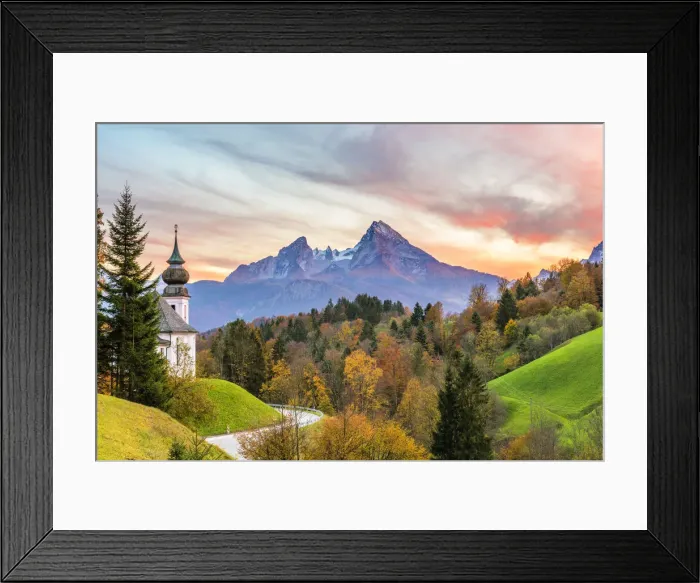 Framed Print : Maria Gern, Berchtesgaden, Bavaria, Germany, Europe. The church of Maria Gern at sunset Framed Print : Maria Gern, Berchtesgaden, Bavaria, Germany, Europe. The church of Maria Gern at sunset