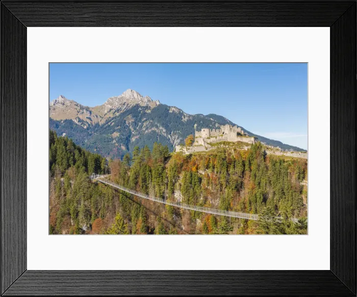 Framed Print : Reutte, Tyrol, Austria, Europe. Ehrenberg Castle and the Highline 179, the worldas Framed Print : Reutte, Tyrol, Austria, Europe. Ehrenberg Castle and the Highline 179, the worldas