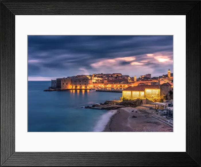 Framed Print : City skyline at dusk, Dubrovnik, Croatia Framed Print : City skyline at dusk, Dubrovnik, Croatia