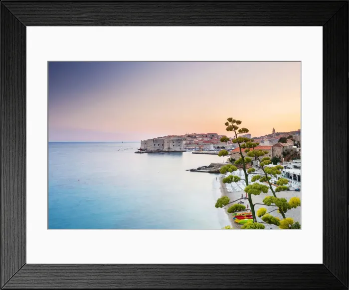 Framed Print : Croatia, Dubrovnik, Sunset over Banya Beech Framed Print : Croatia, Dubrovnik, Sunset over Banya Beech