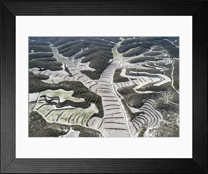 Framed Print : Aerial view of drylands farming. Castejon de Monegros, Huesca, Aragon, Spain Framed Print : Aerial view of drylands farming. Castejon de Monegros, Huesca, Aragon, Spain