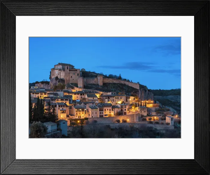 Framed Print : Alquezar village and Colegiata de Santa María la Mayor at dusk. Alquezar, Huesca, Spain Framed Print : Alquezar village and Colegiata de Santa María la Mayor at dusk. Alquezar, Huesca, Spain